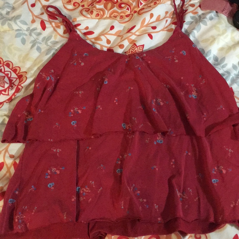 Red flowery top